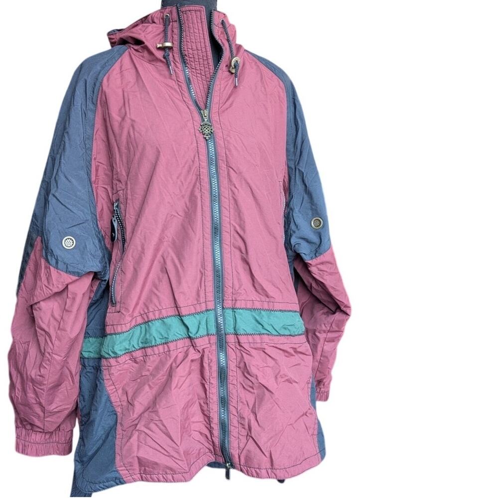 Vintage Windbreaker Oversized Jacket Size L Colorblock 90s Retro Boxy Fit